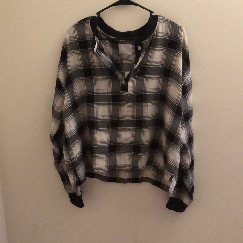 abercrombie & fitch plaid black/white crop top